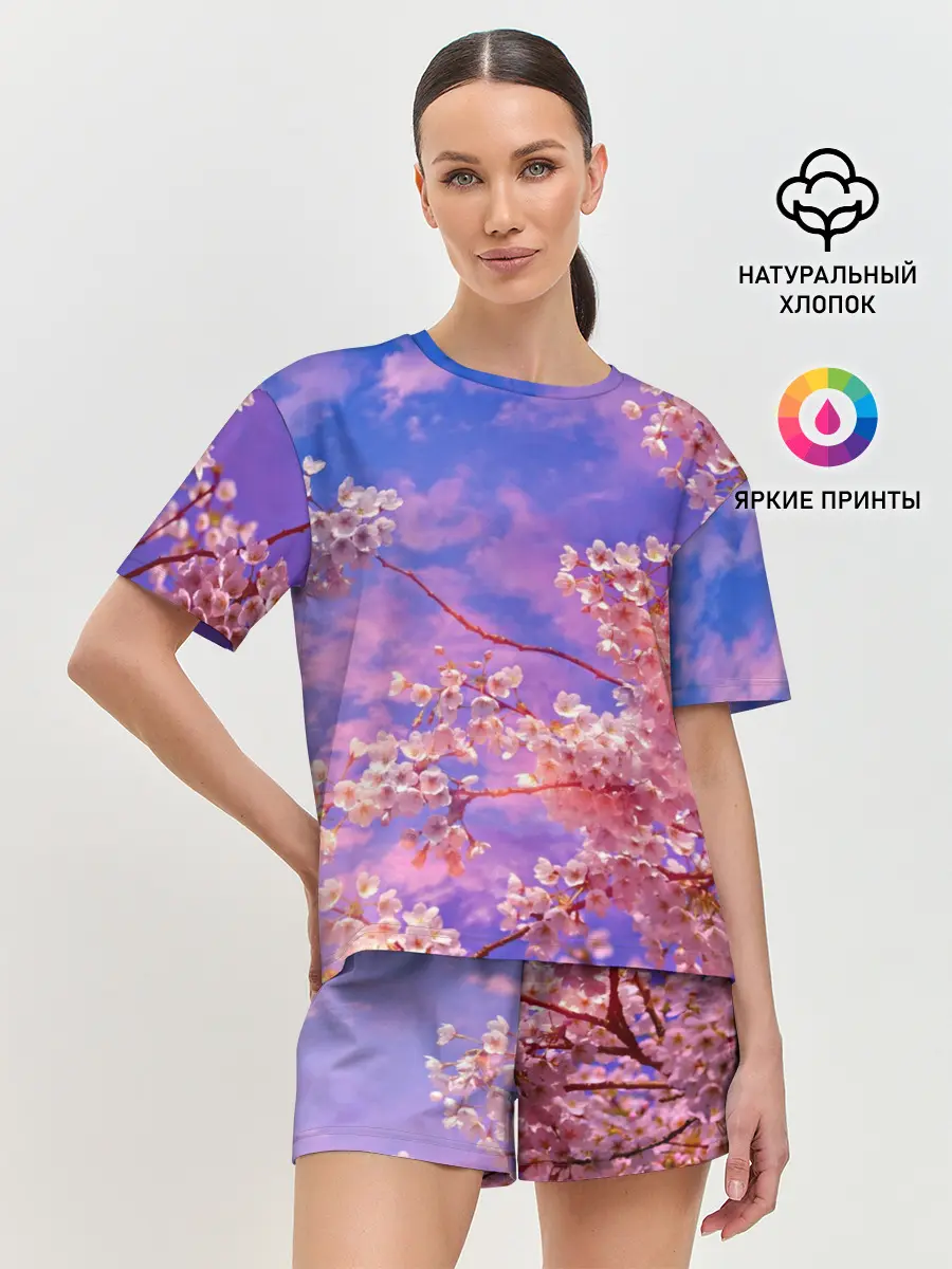Женская пижама с шортами / Сакура