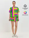 Женская пижама с шортами / полосатый неоновый модный узор