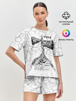 Женская пижама с шортами / Сиреноголовый Трещины Надпись