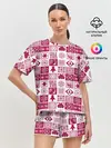 Женская пижама с шортами / Новогодний рождественский узор