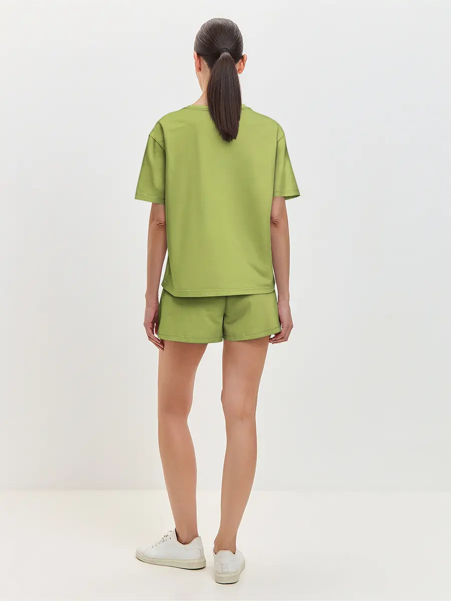 Женская пижама с шортами / Кот и цветы