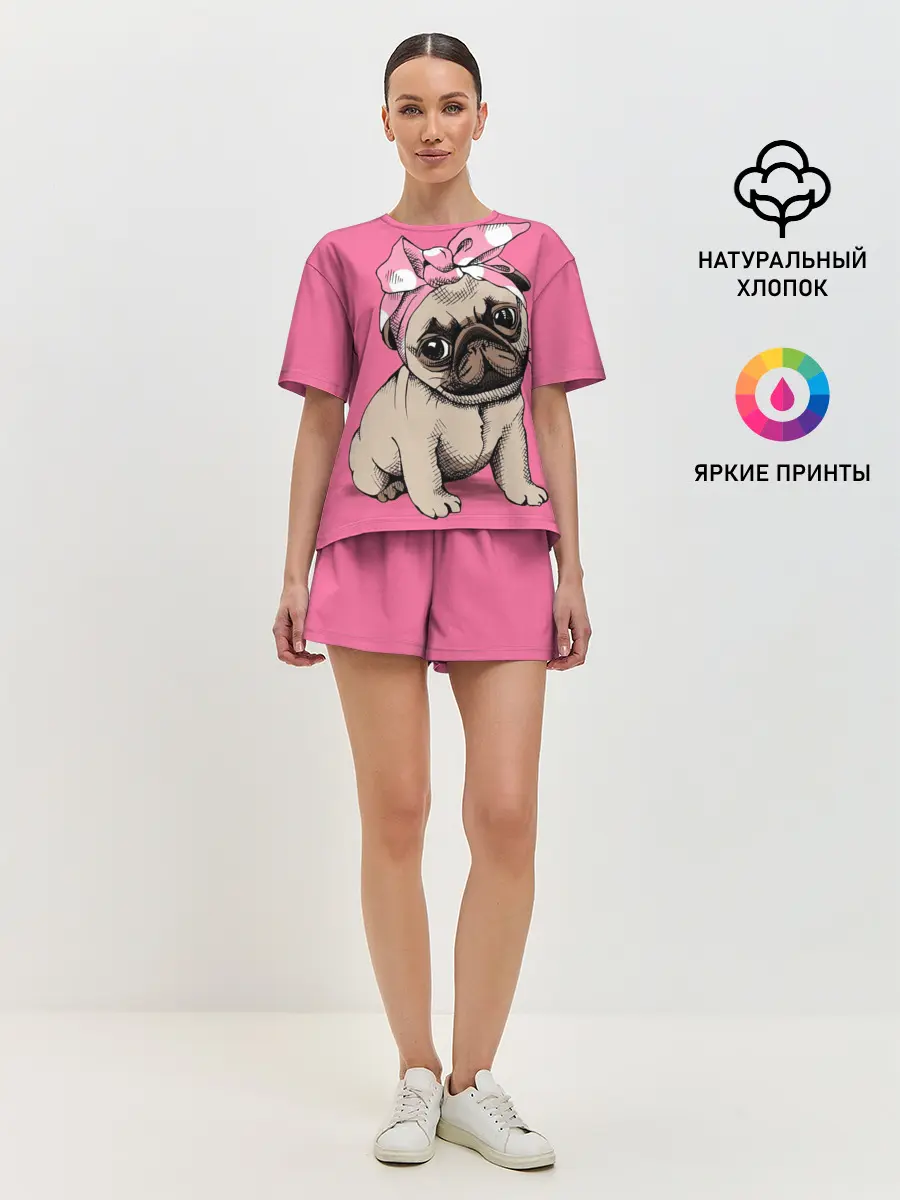 Женская пижама с шортами / Мопс | собака