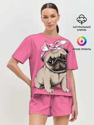 Женская пижама с шортами / Мопс | собака