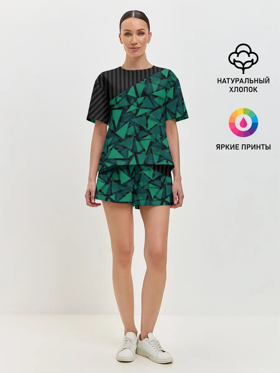 Женская пижама с шортами / Геометрический узор