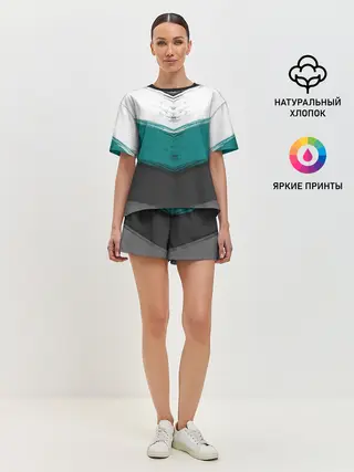 Женская пижама с шортами / Полосатый абстрактный принт