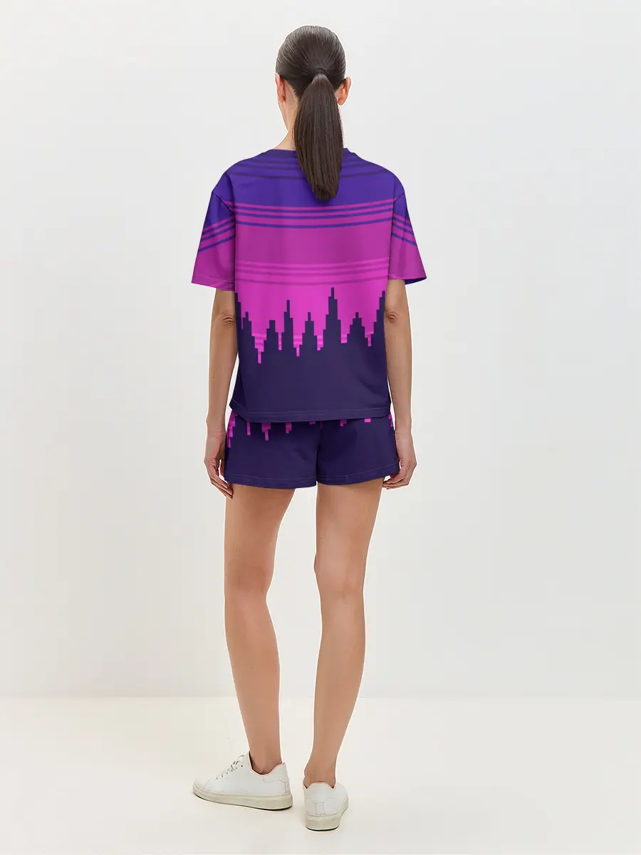Женская пижама с шортами / Сиреноголовый Пиксельный Город