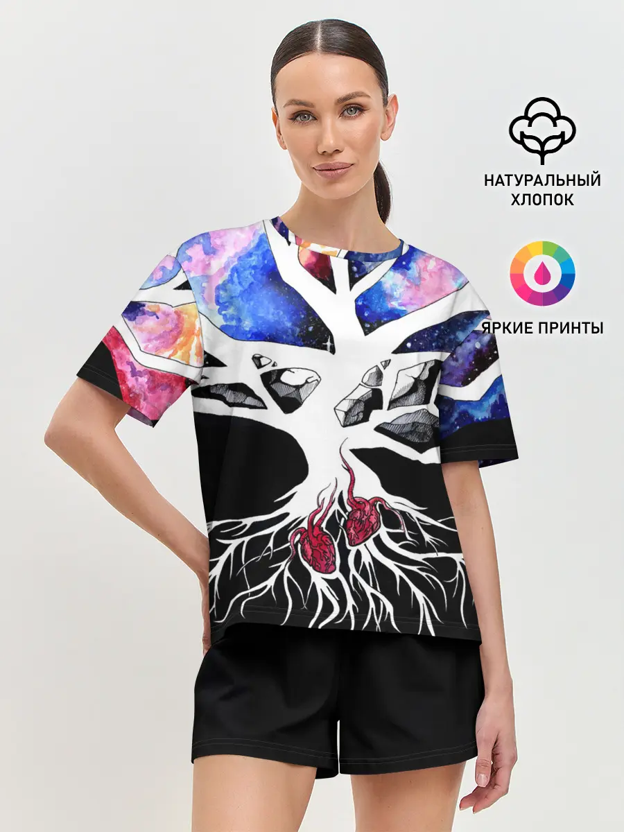 Женская пижама с шортами / Звёздные сердца