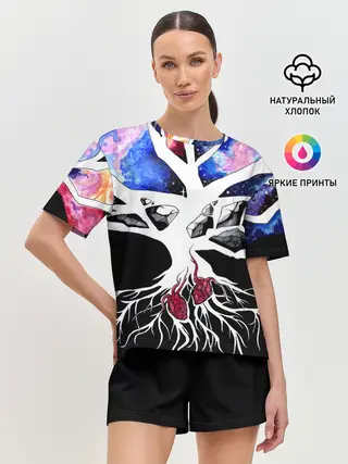 Женская пижама с шортами / Звёздные сердца