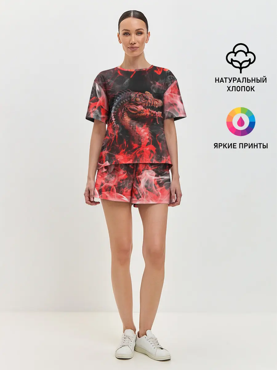 Женская пижама с шортами / Опасный Динозавр | Red Dino