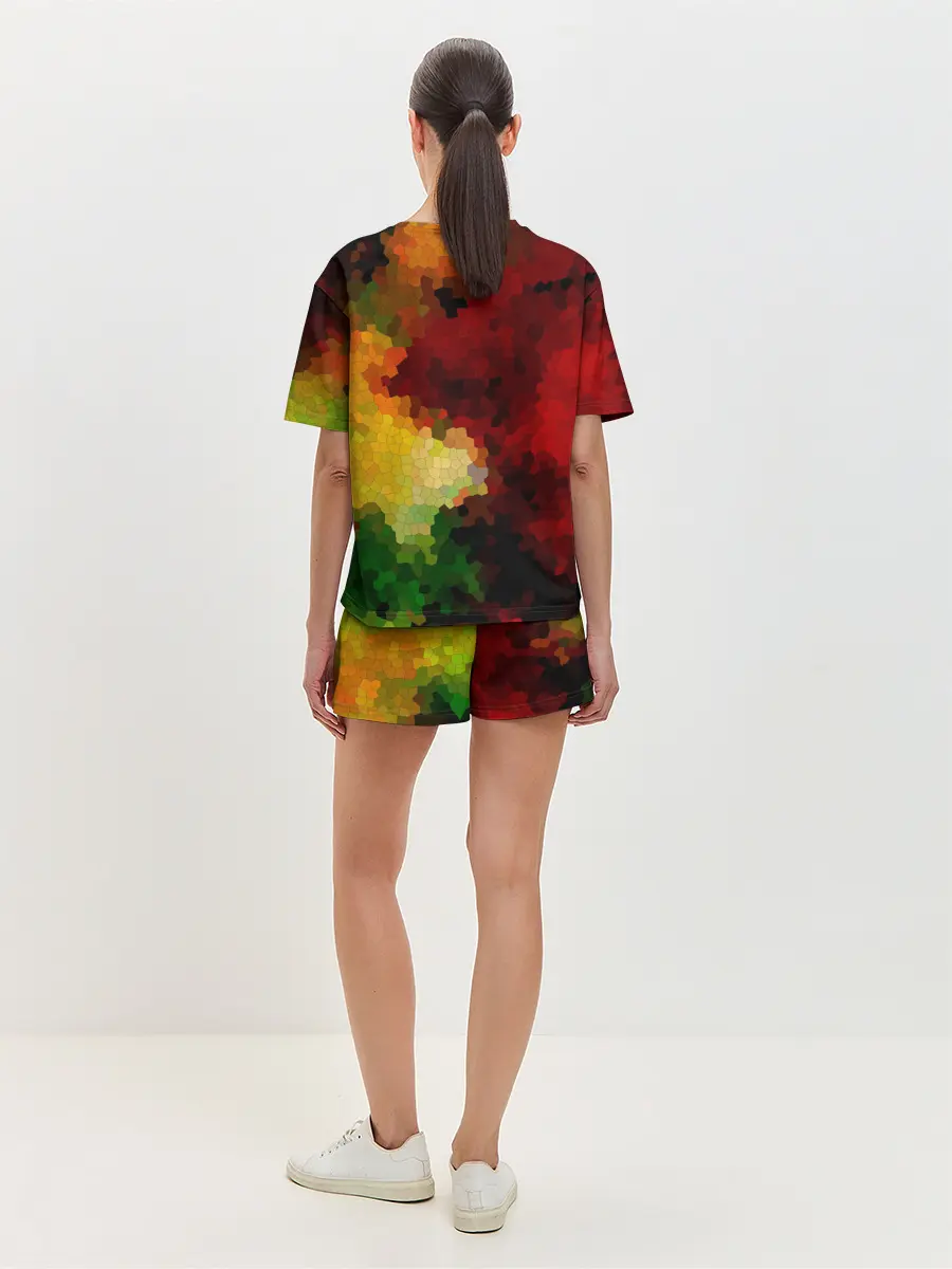 Женская пижама с шортами / Абстрактная мазаика витраж