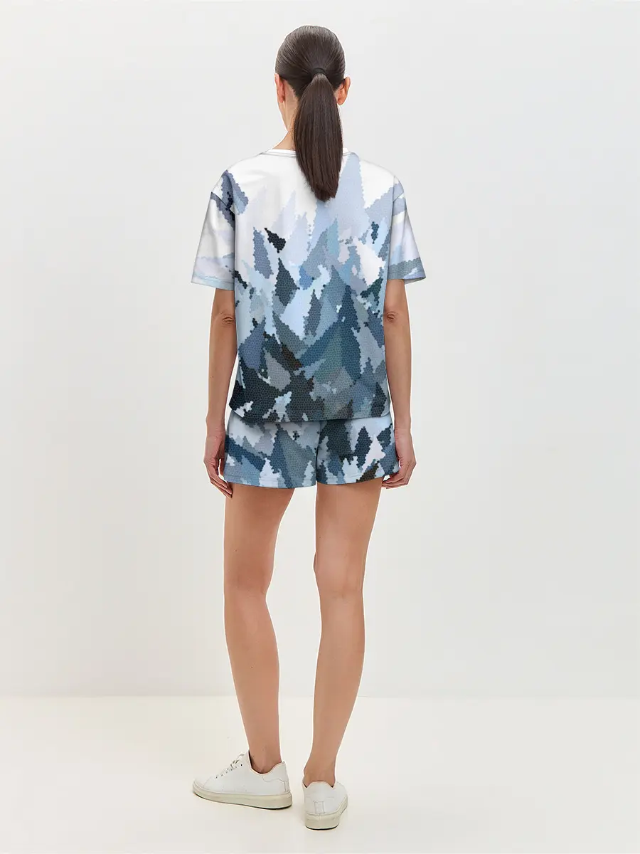 Женская пижама с шортами / Абстрактная мазаика витраж