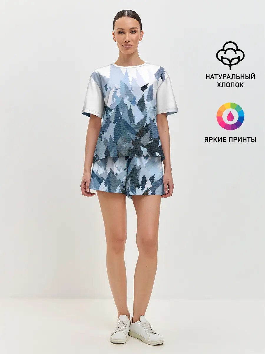 Женская пижама с шортами / Абстрактная мазаика витраж