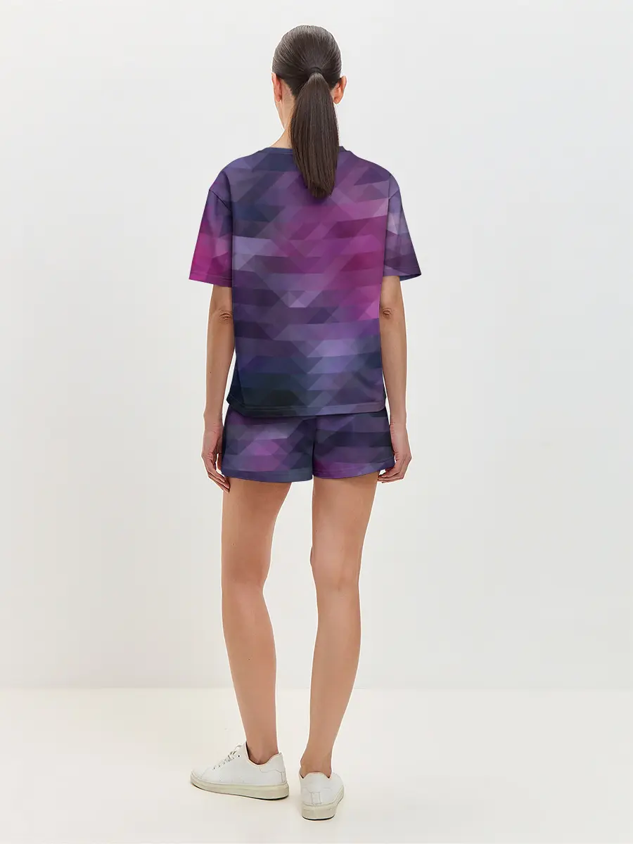 Женская пижама с шортами / Фиолетово-бордовый узор