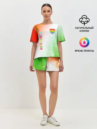 Женская пижама с шортами / Pop It Anti Stress - Heart - Fire