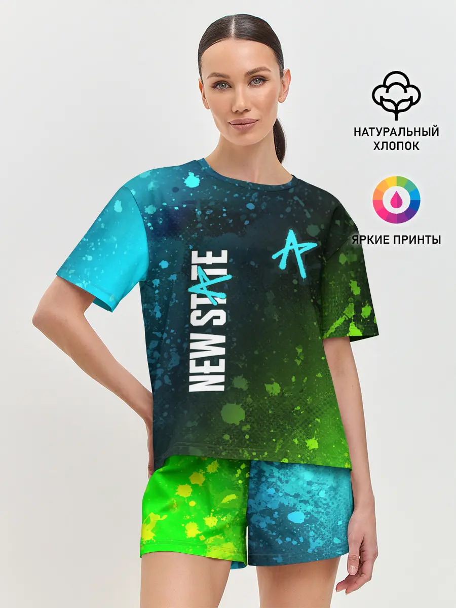 Женская пижама с шортами / ПАБГ New State - Брызги