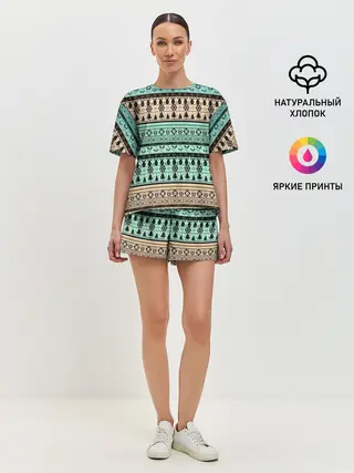 Женская пижама с шортами / Новогодний зимний орнамент