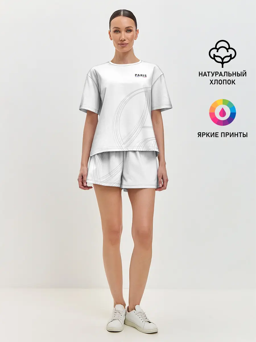 Женская пижама с шортами / PSG | Core Big Logo White