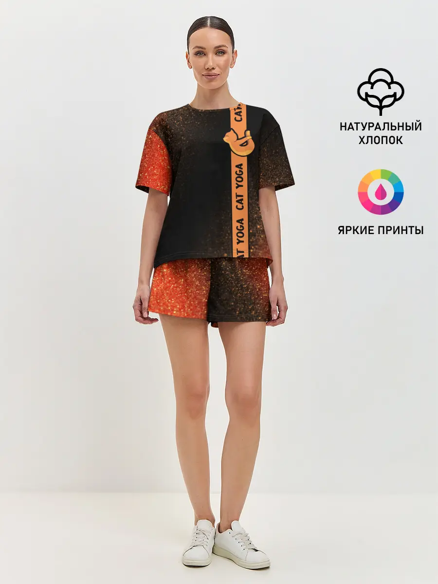 Женская пижама с шортами / Йога Кошка - Шум
