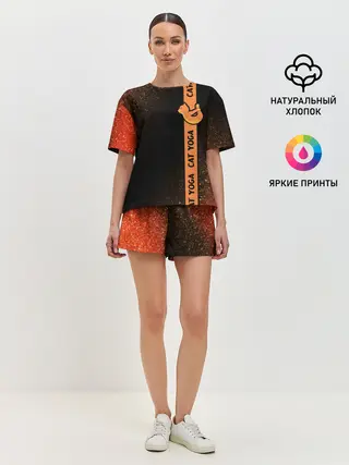 Женская пижама с шортами / Йога Кошка - Шум