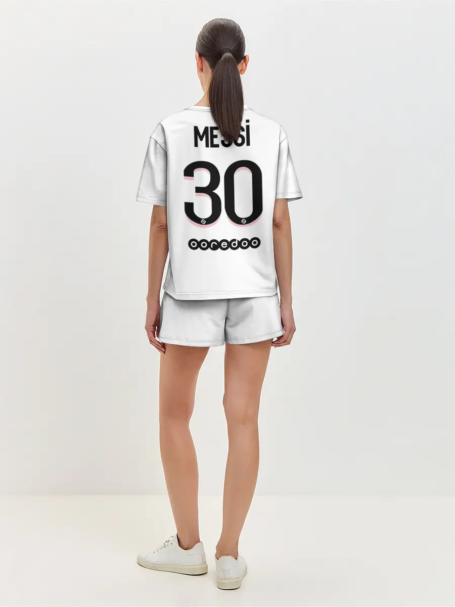 Женская пижама с шортами / Месси форма гостевая ПСЖ 21/22