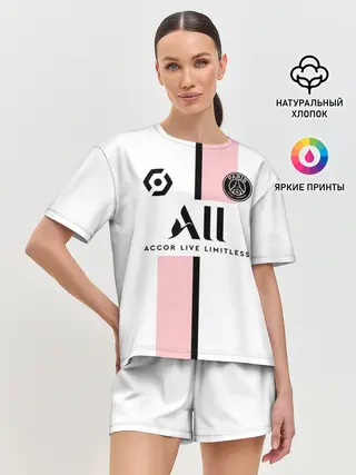 Женская пижама с шортами / Месси форма гостевая ПСЖ 21/22