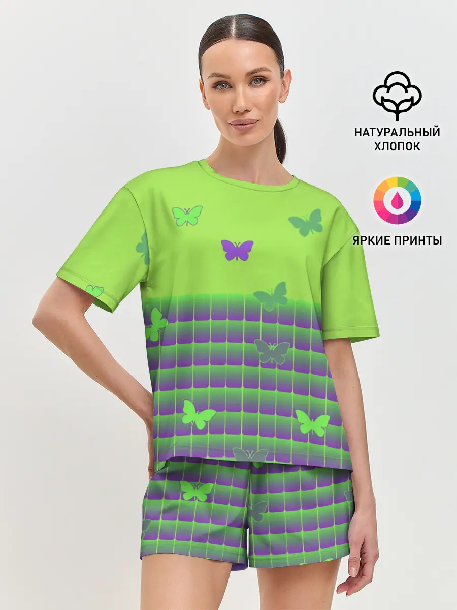 Женская пижама с шортами / Бабочки
