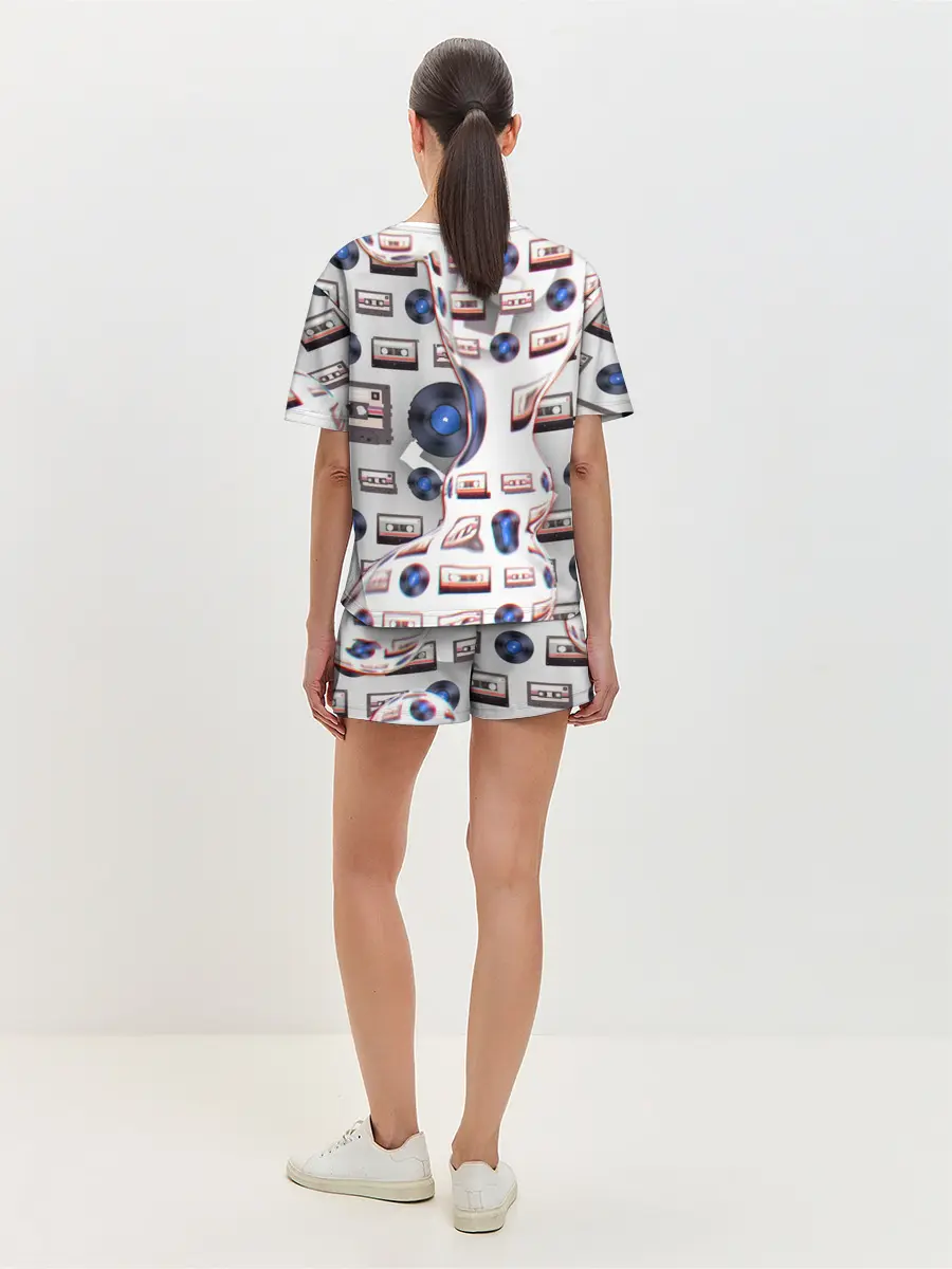 Женская пижама с шортами / дискотека 80