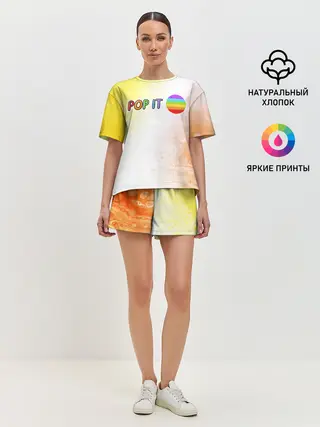 Женская пижама с шортами / Поп Ит - Кружок - Разводы