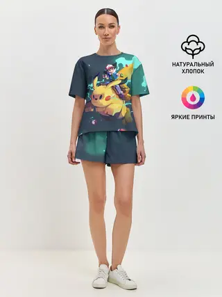 Женская пижама с шортами / Эш с Пикачу