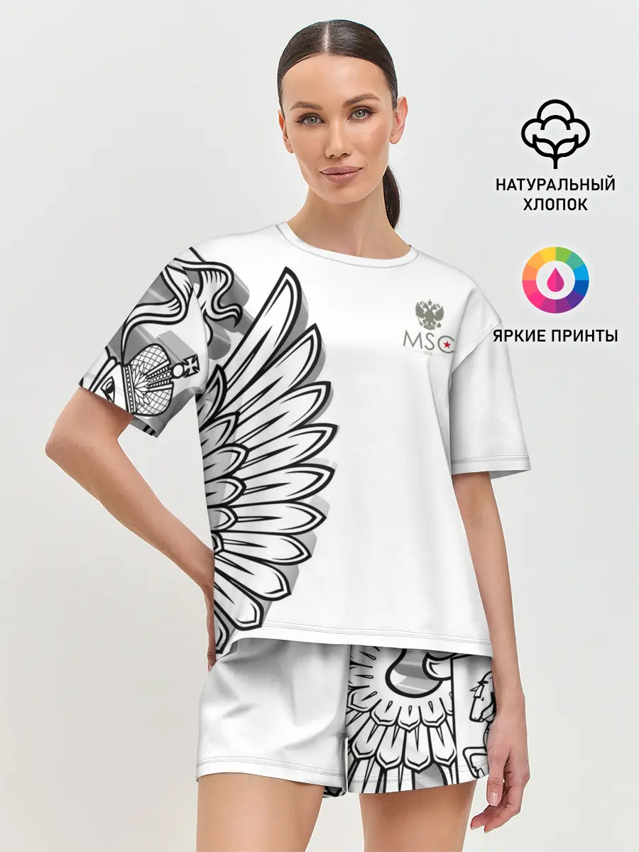 Женская пижама с шортами / Russia | MSKSide 3D Logo