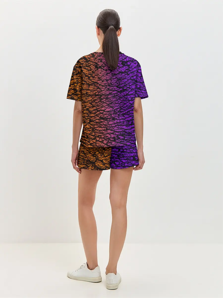 Женская пижама с шортами / Градиентный разлом 3D | 3Д