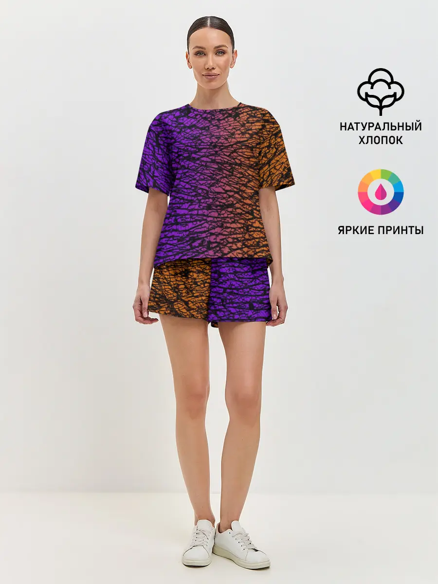 Женская пижама с шортами / Градиентный разлом 3D | 3Д