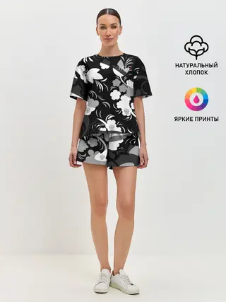 Женская пижама с шортами / Russia | Камуфляж белый