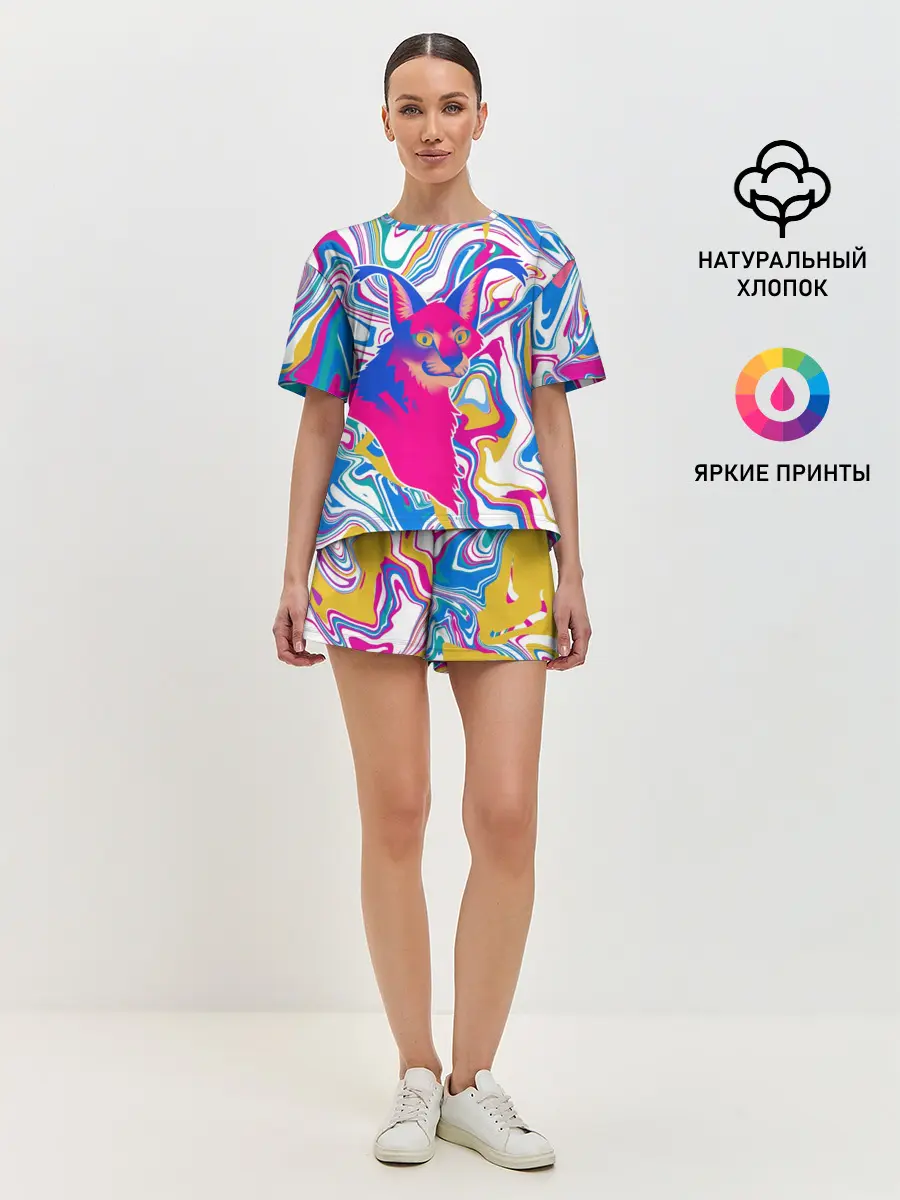 Женская пижама с шортами / Floppa Art