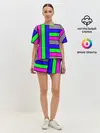 Женская пижама с шортами / Полосатый яркий летний узор