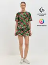 Женская пижама с шортами / Абстрактный узор спелая вишня