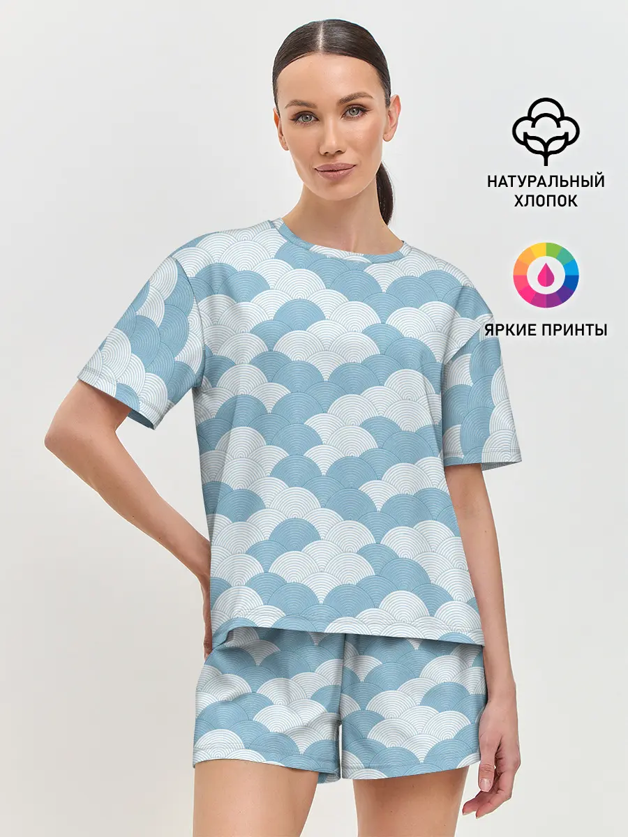 Женская пижама с шортами / Абстрактные волны