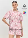 Женская пижама с шортами / Пастельные растения
