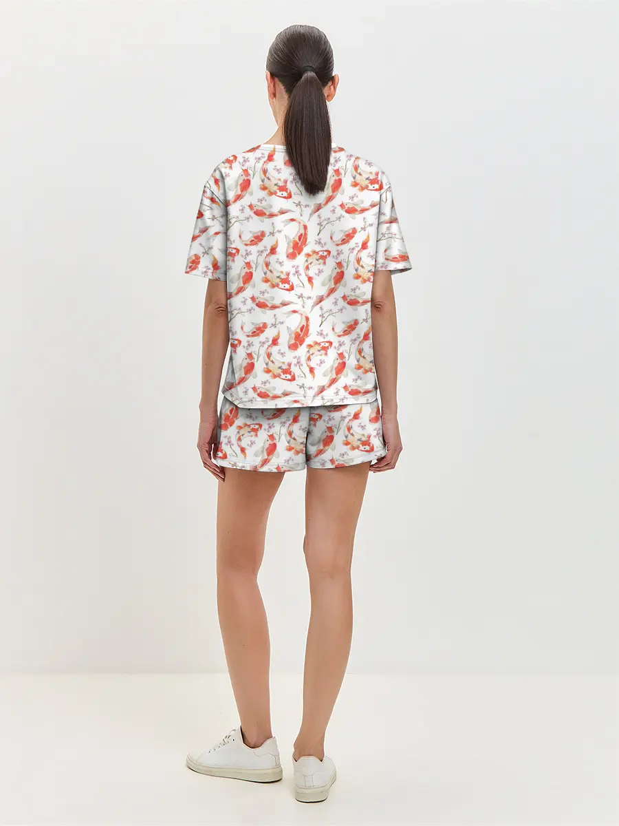 Женская пижама с шортами / Радужные карпы