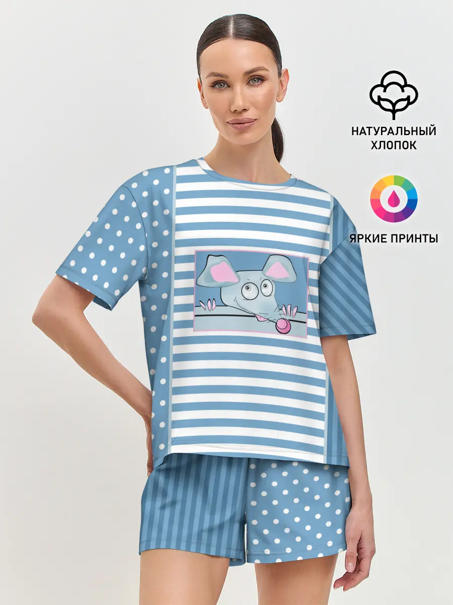 Женская пижама с шортами / Веселая Мышь