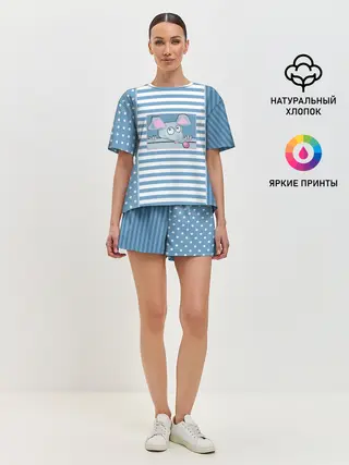 Женская пижама с шортами / Веселая Мышь