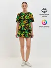 Женская пижама с шортами / Абстрактный желто-зеленый узор