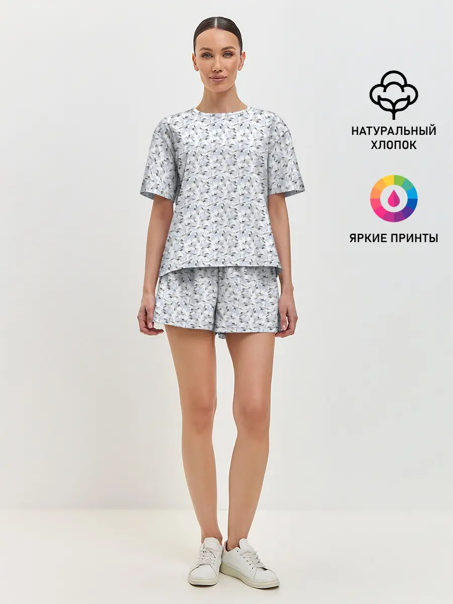 Женская пижама с шортами / Журавли