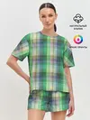 Женская пижама с шортами / Зеленый клетчатый узор