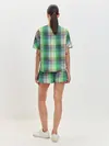 Женская пижама с шортами / Зеленый клетчатый узор
