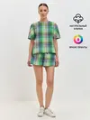 Женская пижама с шортами / Зеленый клетчатый узор