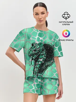 Женская пижама с шортами / Кобра. Змеиный стиль