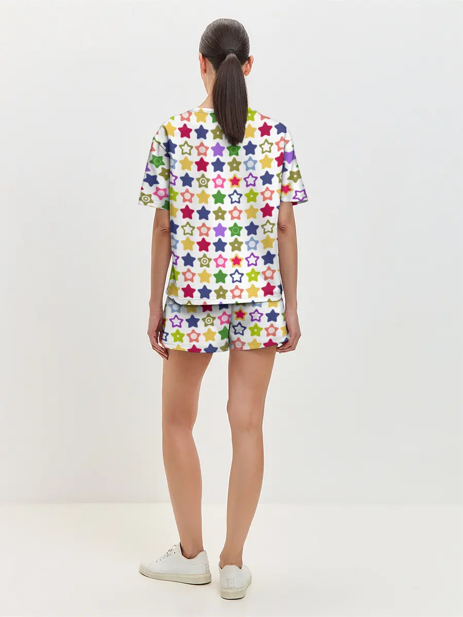Женская пижама с шортами / Разноцветные звездочки