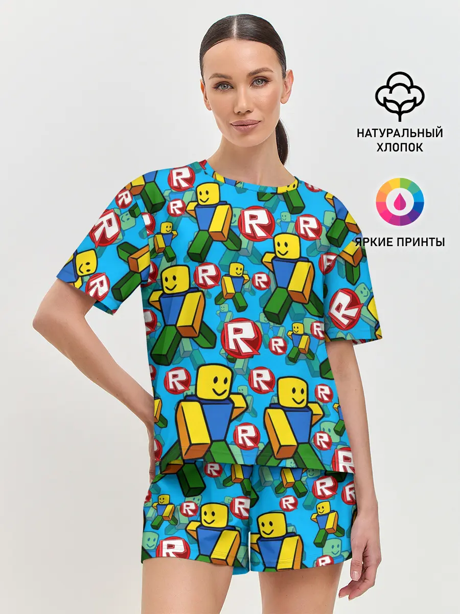 Женская пижама с шортами / ROBLOX / РОБЛОКС / NOOB / НУБ