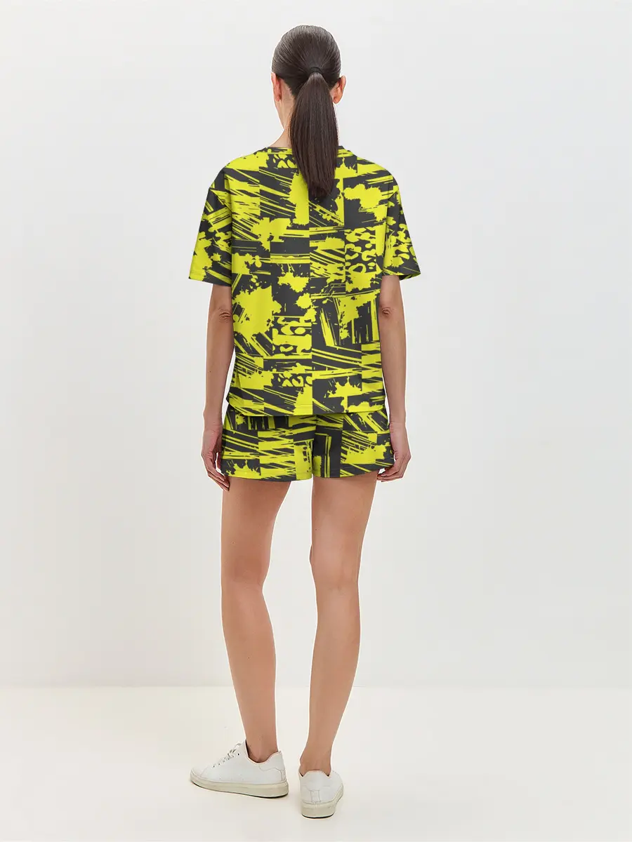 Женская пижама с шортами / Желтая текстура